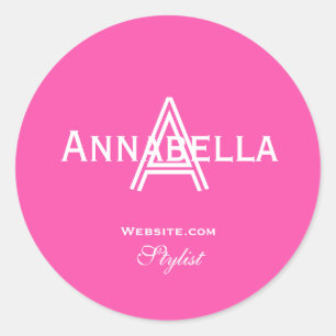 Pegatina Redonda Sitio web de moda Monograma Stylist Girly Guay Mod