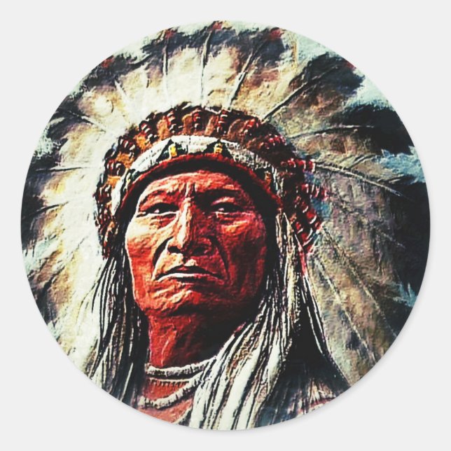 Pegatina Redonda Sitting Bull (Anverso)