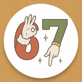 Pegatina Redonda Six Seven 67 6 7 Christmas Santa Elf Meme