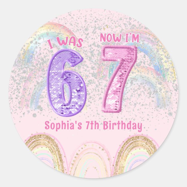Pegatina Redonda Six Seven 67 Birthday Sticker (Anverso)