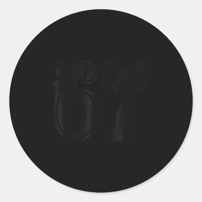 Pegatina Redonda Six Seven 67 Meme Number 67 Coquette Bow Womens Gi (Anverso)