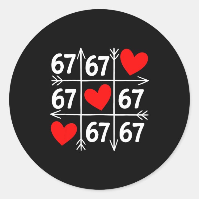Pegatina Redonda Six Seven 6 7 Funny 67 Valentines Day Heart Men Wo (Anverso)