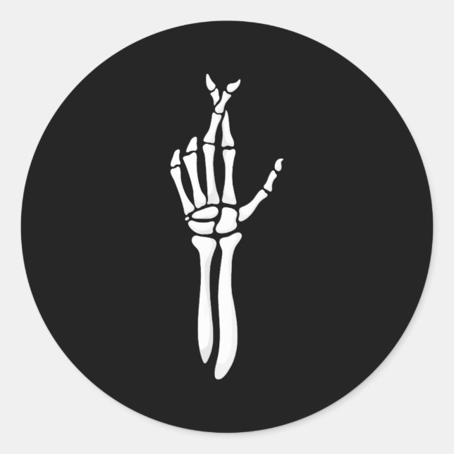 Pegatina Redonda Six Seven 6 7 Meme Funny Skeleton Hands Sign Let's (Anverso)