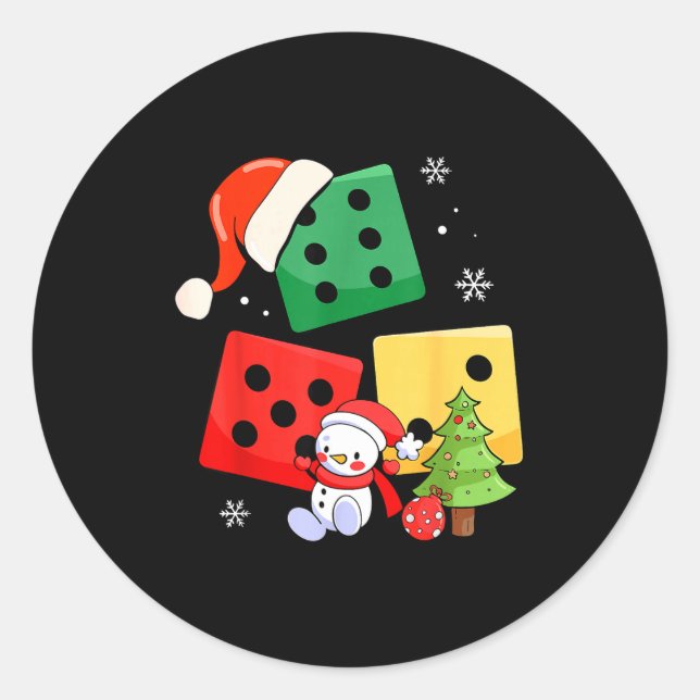 Pegatina Redonda Six Seven Christmas Three Dice Santa Hat 67 Meme  (Anverso)