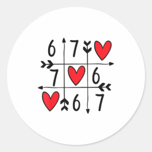 Pegatina Redonda Six Seven Gamer 67 Día de San Valentín 6 7 Diverti