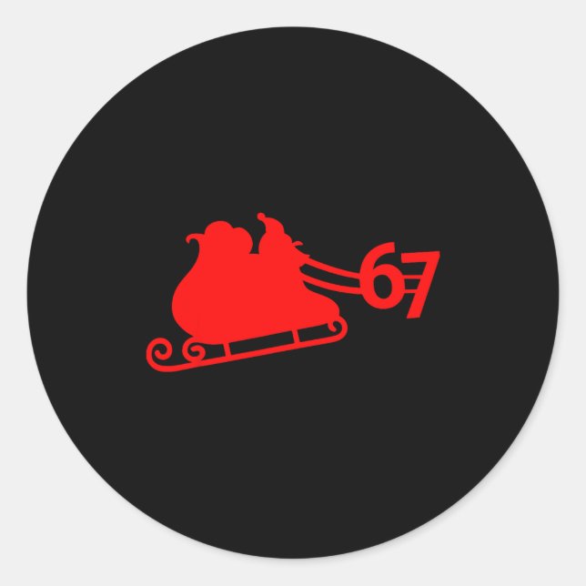 Pegatina Redonda Six Seven Kids 67 Boys Girls 6 7 Santa Claus Sleig (Anverso)