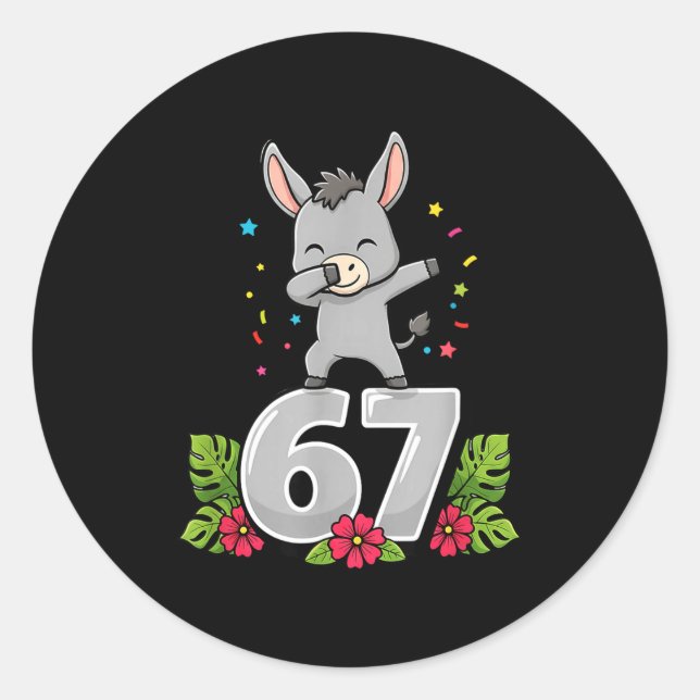 Pegatina Redonda Six Seven Meme Dabbing Baby 67 Funny Gen Z Apha  (Anverso)