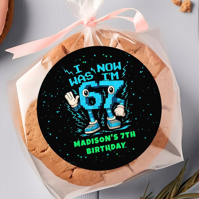 Pegatina Redonda Six Seven Pixel Meme 7th Birthday Sticker (Subido por el creador)