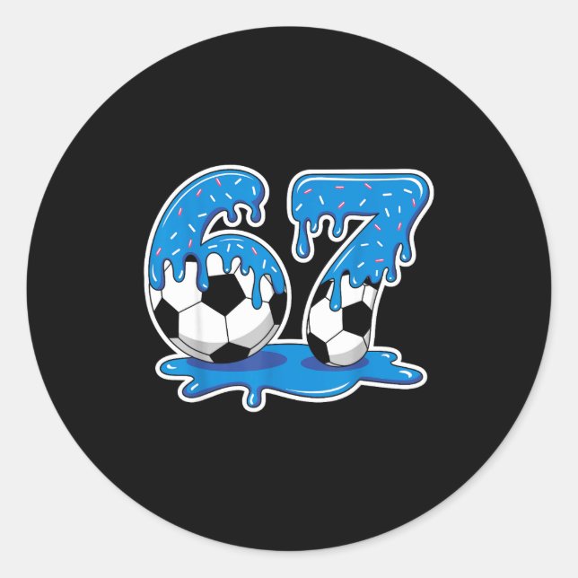 Pegatina Redonda Six Seven Soccer Ice Cream Drip Funny Design  (Anverso)