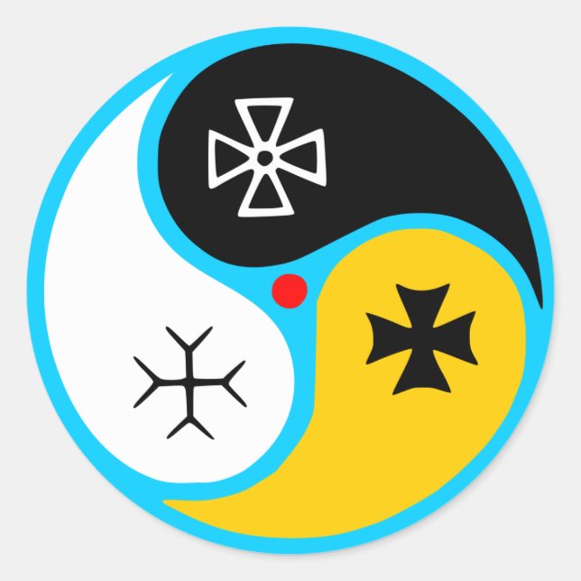 Pegatina Redonda SIX Símbolo de asianismo (Anverso)