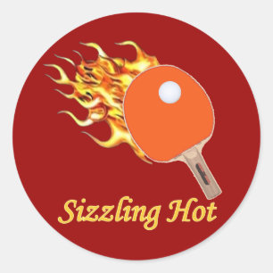 Pegatina Redonda Sizzling Hot Flaming Ping Pong