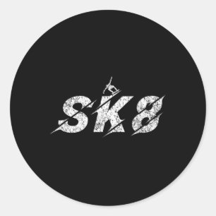 Pegatina Redonda Sk8 Patineta Patinador Niños Niñas Patinaje con Es