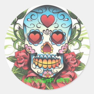 Pegatina Redonda Sk8rzLyF Skull - Rosas 001, Sk8rzLyF, eNT.