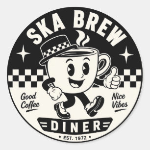 Pegatina Redonda ska brew Coffee Club restaurante –
