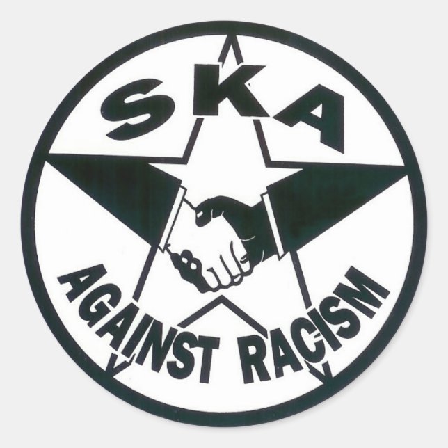 Pegatina Redonda Ska contra el racismo (Anverso)