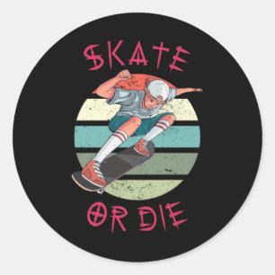 Pegatina Redonda Skate o muere Skateboard Boy