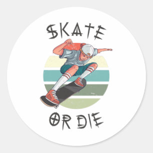 Pegatina Redonda Skate o muere Skateboard Boy