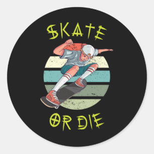Pegatina Redonda Skate o muere Skateboard Boy