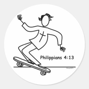 Pegatina Redonda Skateboard cristiano