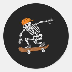 Pegatina Redonda Skateboard Halloween Costume Skeleton Skateboardin