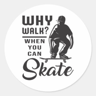 Pegatina Redonda Skateboard Kickflip Skate Funny Gift Idea
