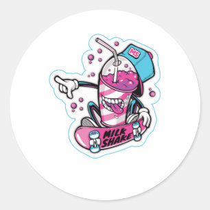 Pegatina Redonda Skateboard Milk Shake