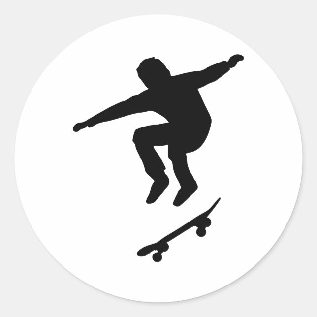Pegatina Redonda Skateboarder (Anverso)