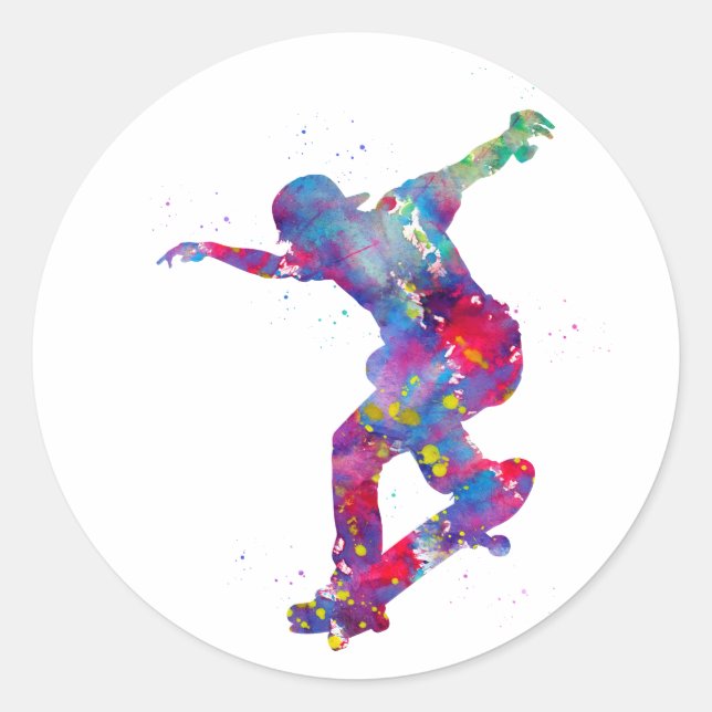 Pegatina Redonda Skateboarding (Anverso)