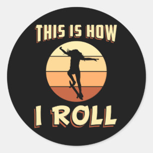 Pegatina Redonda Skater Chica Sk8 Skateboard Skateboard Retro Gift 