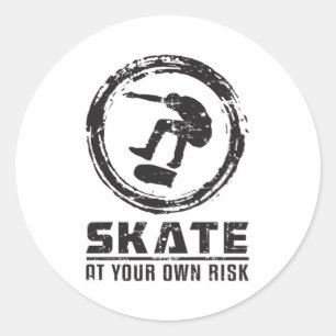 Pegatina Redonda Skater Skateboard Skateboard Skateboarding Gracios
