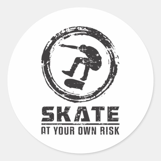 Pegatina Redonda Skater Skateboard Skateboard Skateboarding Gracios (Anverso)