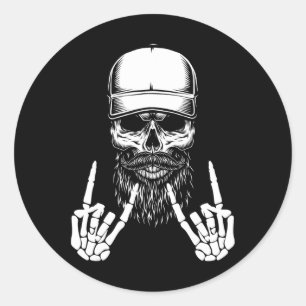 Pegatina Redonda Skater Skeleton Guay Rock de Punk Halloween