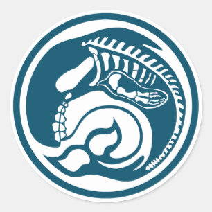 Pegatina Redonda skeleorca