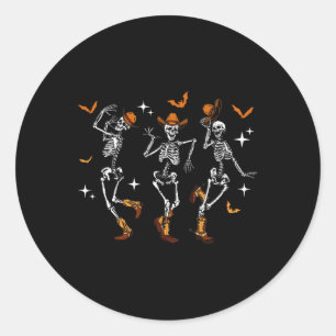 Pegatina Redonda Skeletans Dance Cowboy Western Halloween Costume M