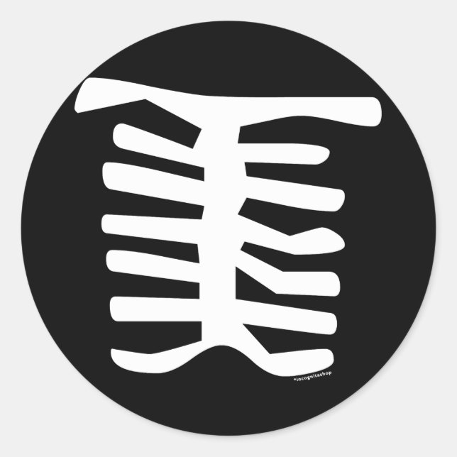 Pegatina Redonda Skeleton (Anverso)