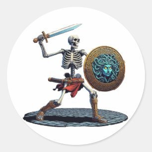 Pegatina Redonda Skeleton
