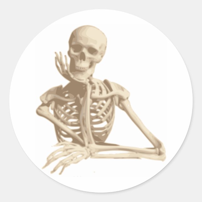 Pegatina Redonda Skeleton (Anverso)