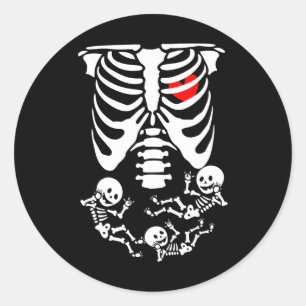 Pegatina Redonda Skeleton Baby Halloween Embarazo Disfraces de Pare