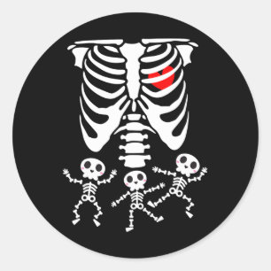 Pegatina Redonda Skeleton Baby Halloween Embarazo Disfraces de Pare