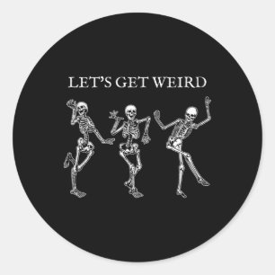 Pegatina Redonda Skeleton bailarín Vamos a hacer gótico vintage rar