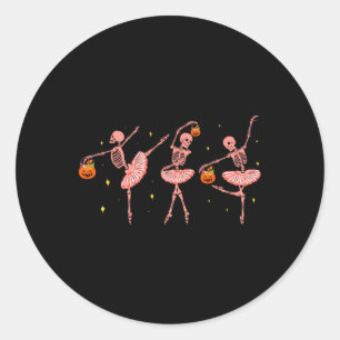 Pegatina Redonda Skeleton Ballerina Halloween bailarina Jack O Lant