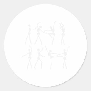 Pegatina Redonda Skeleton Ballerinas Ballet Dance Cute Halloween Co