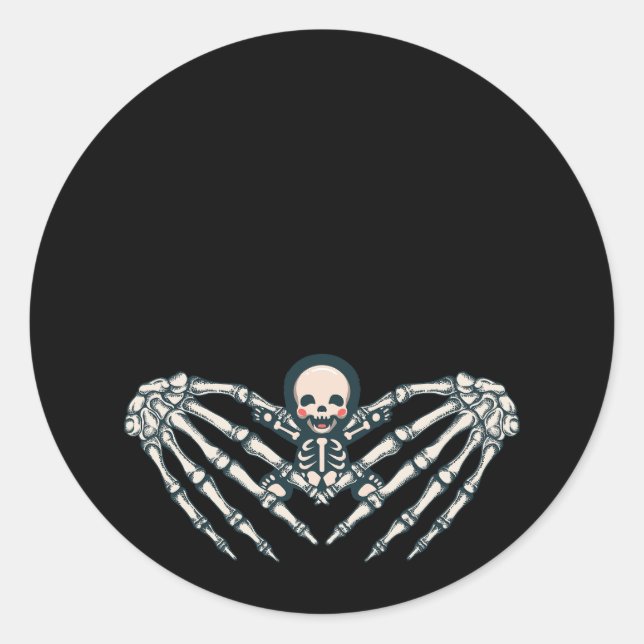 Pegatina Redonda Skeleton Bebé Embarazado Xray Skeleton bebé Salón  (Anverso)