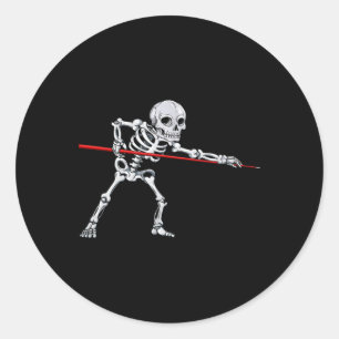 Pegatina Redonda Skeleton Billiards Billiard Pool Snooker Halloween