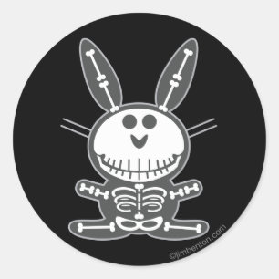 Pegatina Redonda Skeleton Bunny