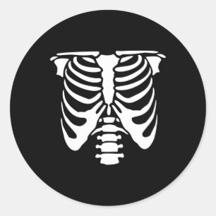 Pegatina Redonda Skeleton Crob Cage Bones Halloween X ray