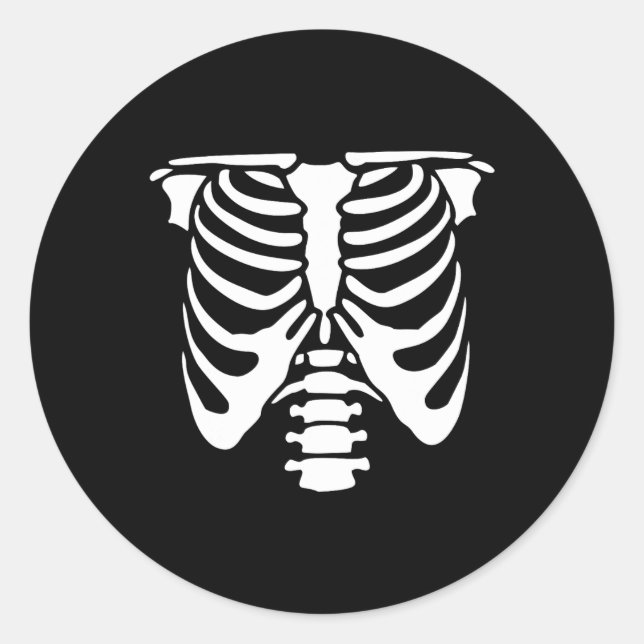 Pegatina Redonda Skeleton Crob Cage Bones Halloween X ray (Anverso)