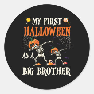 Pegatina Redonda Skeleton Dabbin Juntos Mi Primer Halloween Como Un
