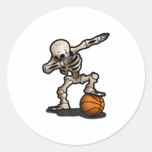 Pegatina Redonda Skeleton Dabbing Disfraz de Halloween