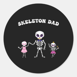 Pegatina Redonda Skeleton Dad Halloween Disstume Funny Skull